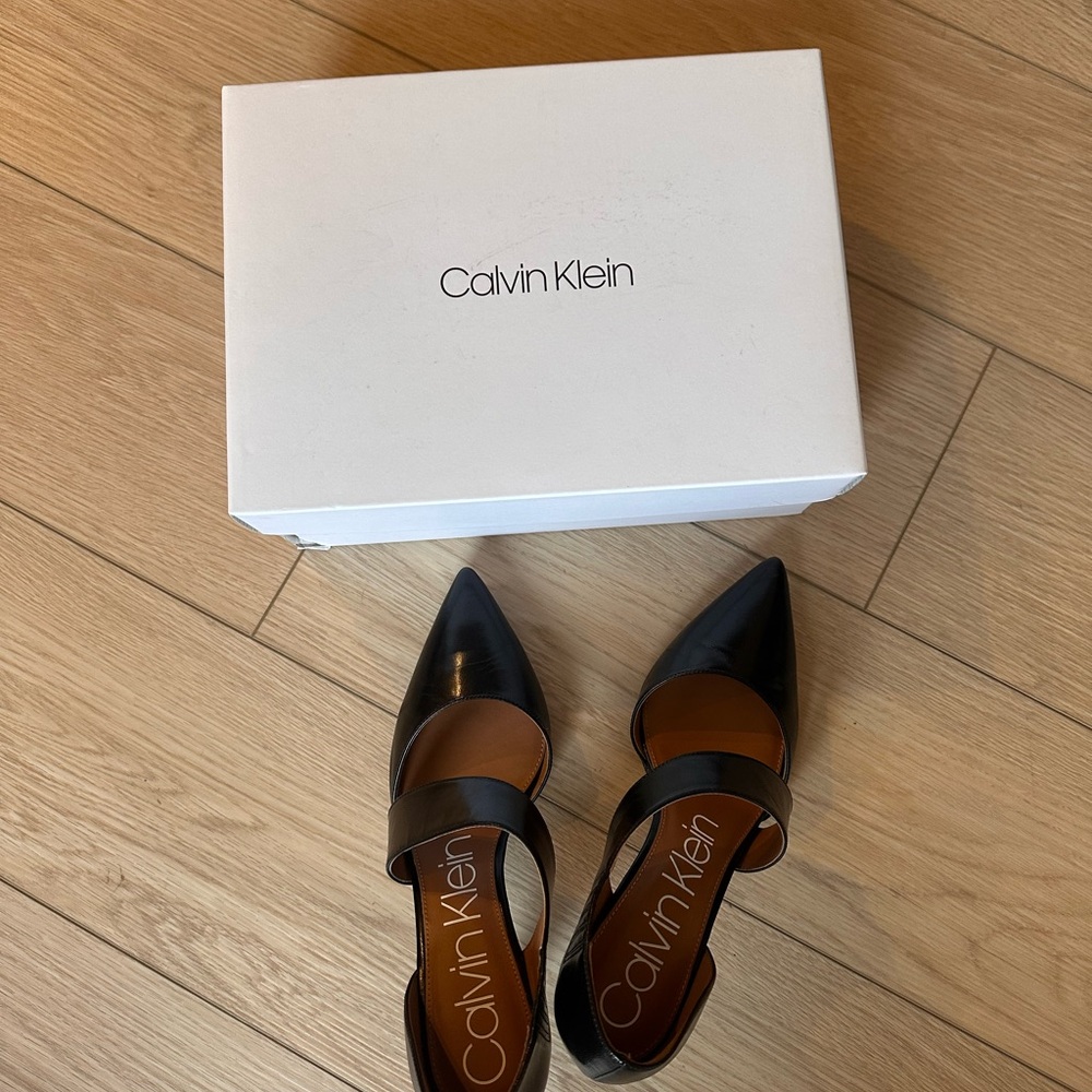 Calvin Klein Black Strappy Heels - Gella leather pump Size 10 - Picture 2 of 5